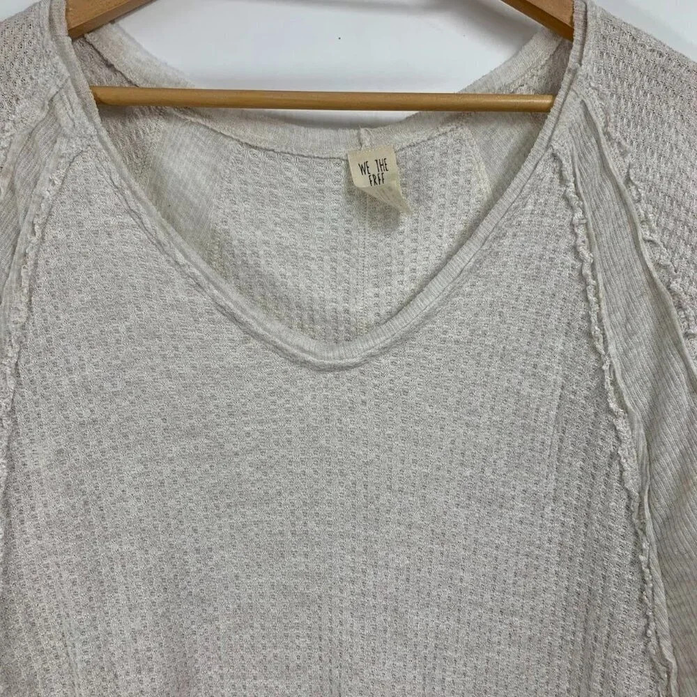 We The Free Free People Women's Catalina Ribbed Unfinished Trim Thermal Top SZ S - Picture 4 of 11